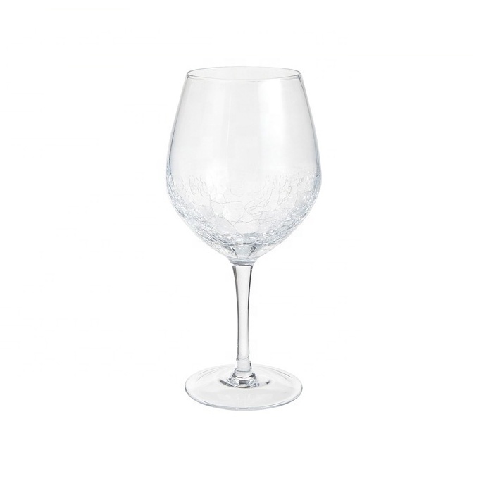 Best quality custom logo clear handmade crackle wine glass wholesale