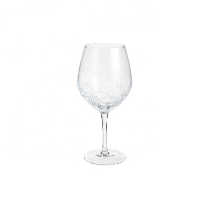 Best quality custom logo clear handmade crackle wine glass wholesale