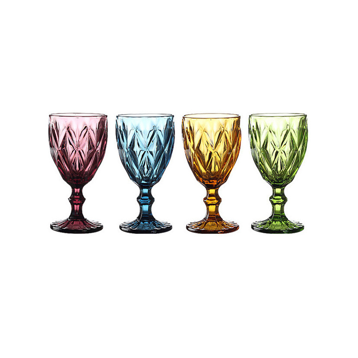 Glassware cheap handmade different colour wine glasses