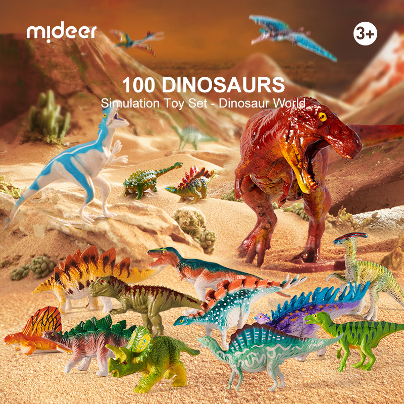 mideer MD3333 Dinosaur Toy Gift Boy Jurassic Dinosaur Model For Kids 100 pcs dinosaur model set