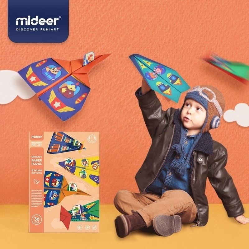 MIDEER MD4097 CARTOON ORIGAMI airplane diy kit 8 Designs Fancy Paper Craft Art Children Classic Handcraft TOYS FOR KIDS