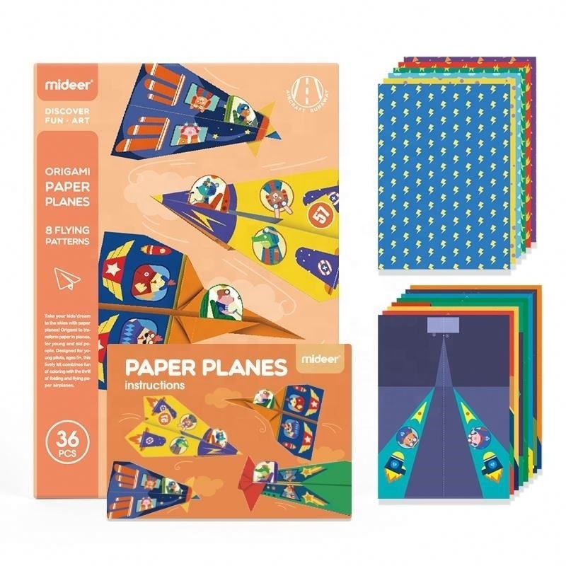 MIDEER MD4097 CARTOON ORIGAMI airplane diy kit 8 Designs Fancy Paper Craft Art Children Classic Handcraft TOYS FOR KIDS