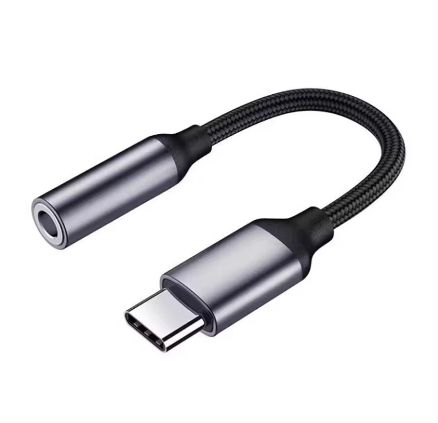 Aluminum Alloy Braided Nylon Digital IC USB Type C to 3.5mm Headphones Audio and Video Cable