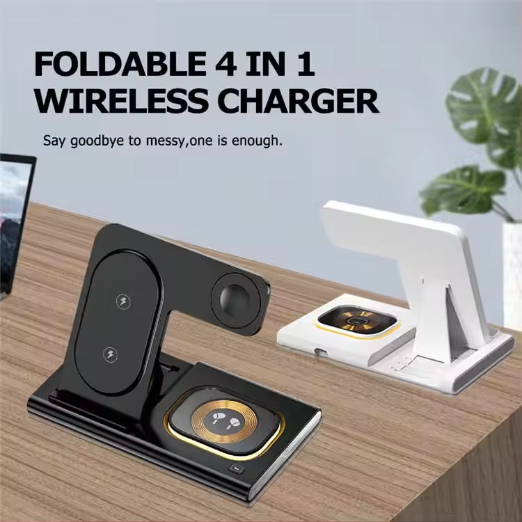 Wireless Charging Stand with Digital Alarm Clock Newest 6 in 1 Multifunctional Fast 3 in 1 Smart Mobile Phone Wireless Charger