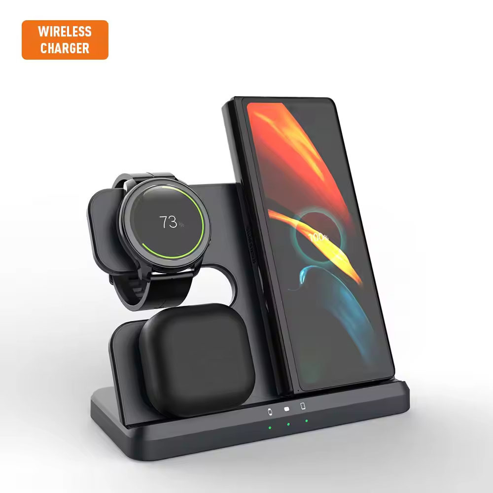 Mobile Phones Holder 2023 Wholesale Wireless Charger 3 In 1 Qi Foldable Stand 15w Fast Wireless Charging