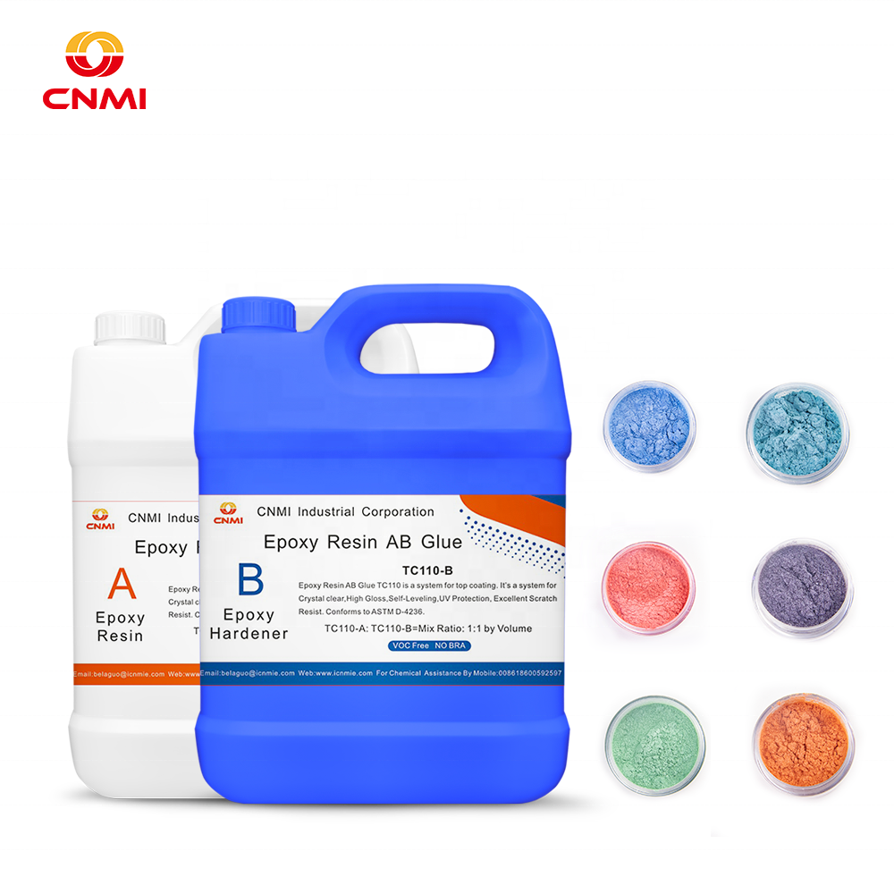 CNMI Epoxy Resin Crystal Glue TC110 1:1 Clean Epoxy Resin AB Glue Kit for Wood Table Top Coating No VOC No BPA Non Toxic