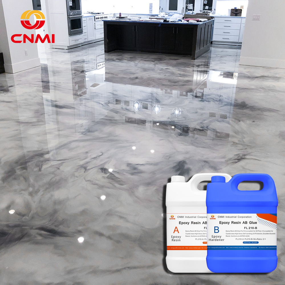 Epoxy Resin AB Glue  FL210 Factory Wholesale Liquid  Crystal Clear Casting Epoxy Resin 2 Gallon for metal floor