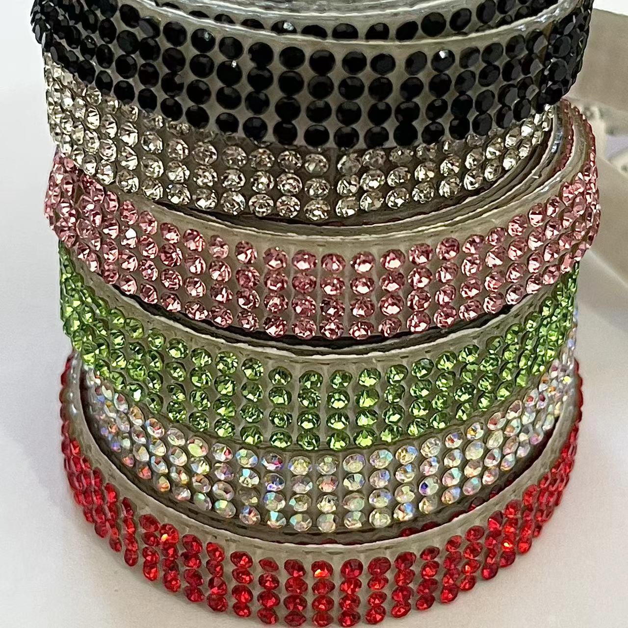 Rhinestone Ribbons Colorful Self Adhesive Rhinestone Tape Bling Crystal Diamond Roll Straps Glittering Sticker for trimming