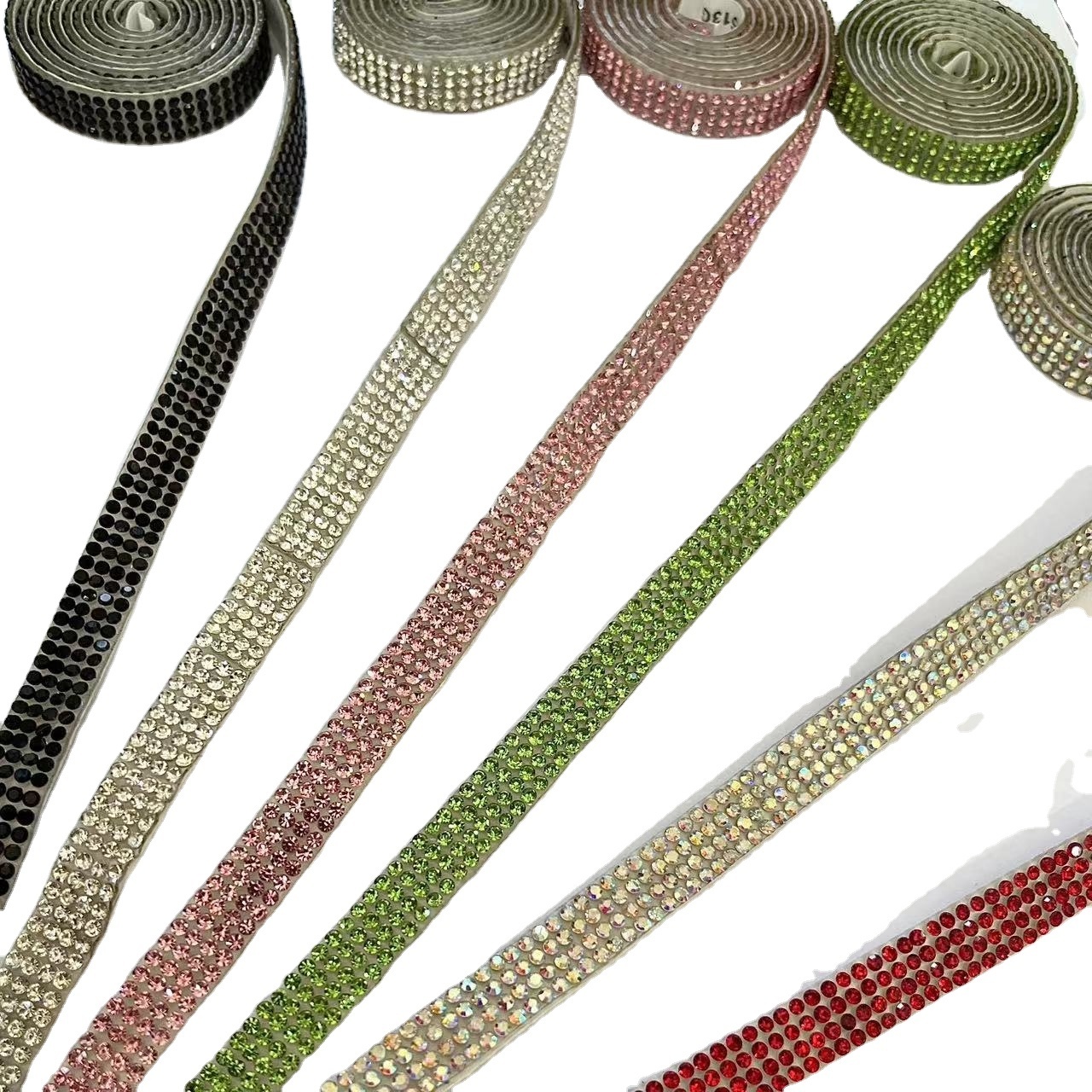 Rhinestone Ribbons Colorful Self Adhesive Rhinestone Tape Bling Crystal Diamond Roll Straps Glittering Sticker for trimming