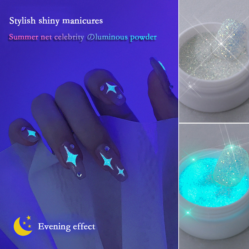 Private label bulk nail dip pigment powder luminous glitter glow in the dark nail acrylic powder