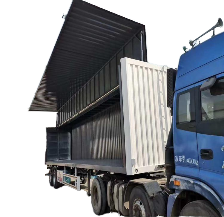 Container semi-trailer electric door opening container trailer wing type semi-trailer