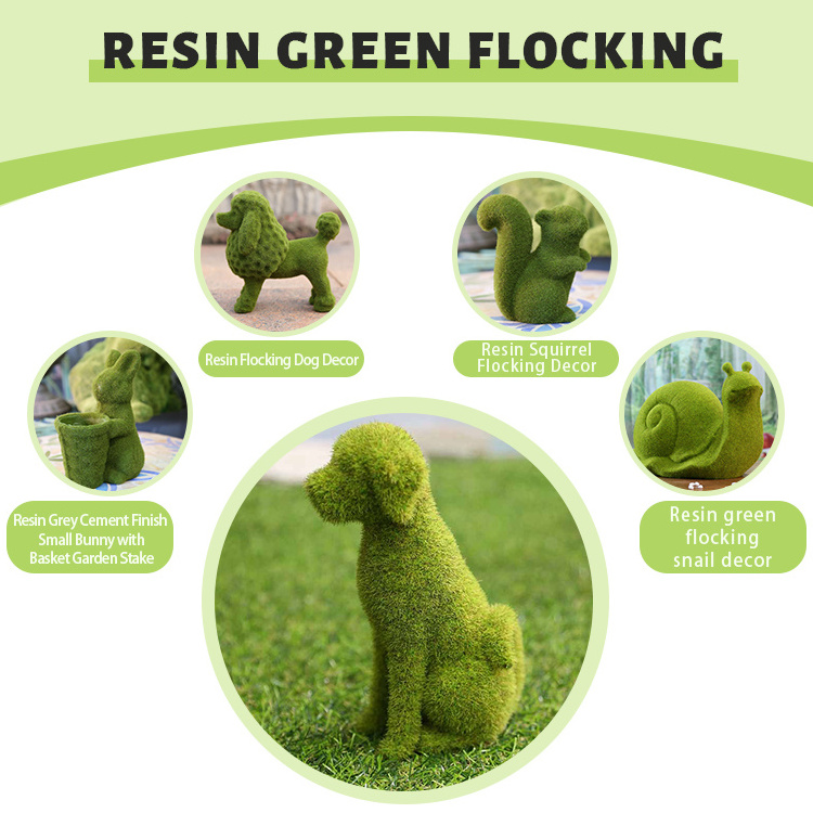 Artificial Moss Grass Animals Flocked Easter Bunny For Garden Tabletop Home Party Decoration