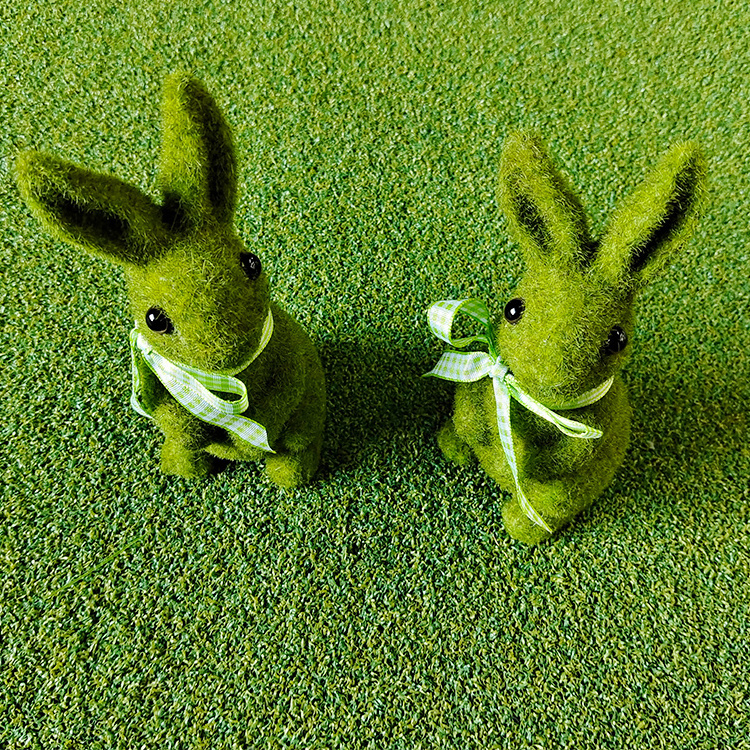 wholesale artificial moss topiaries animals flocked easter bunny for decoration