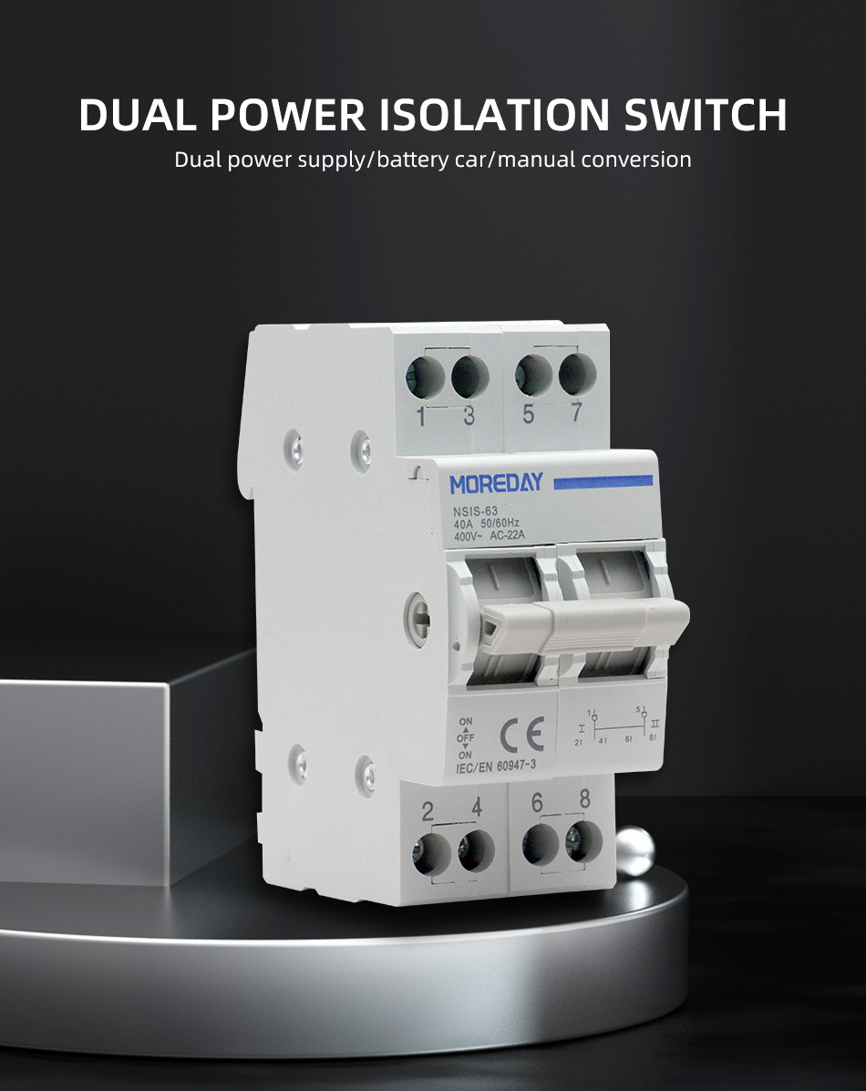 dual power Automatic Manual Transfer Switch 2P 2poles  63A  Modular Dual Power manual Changeover Switch