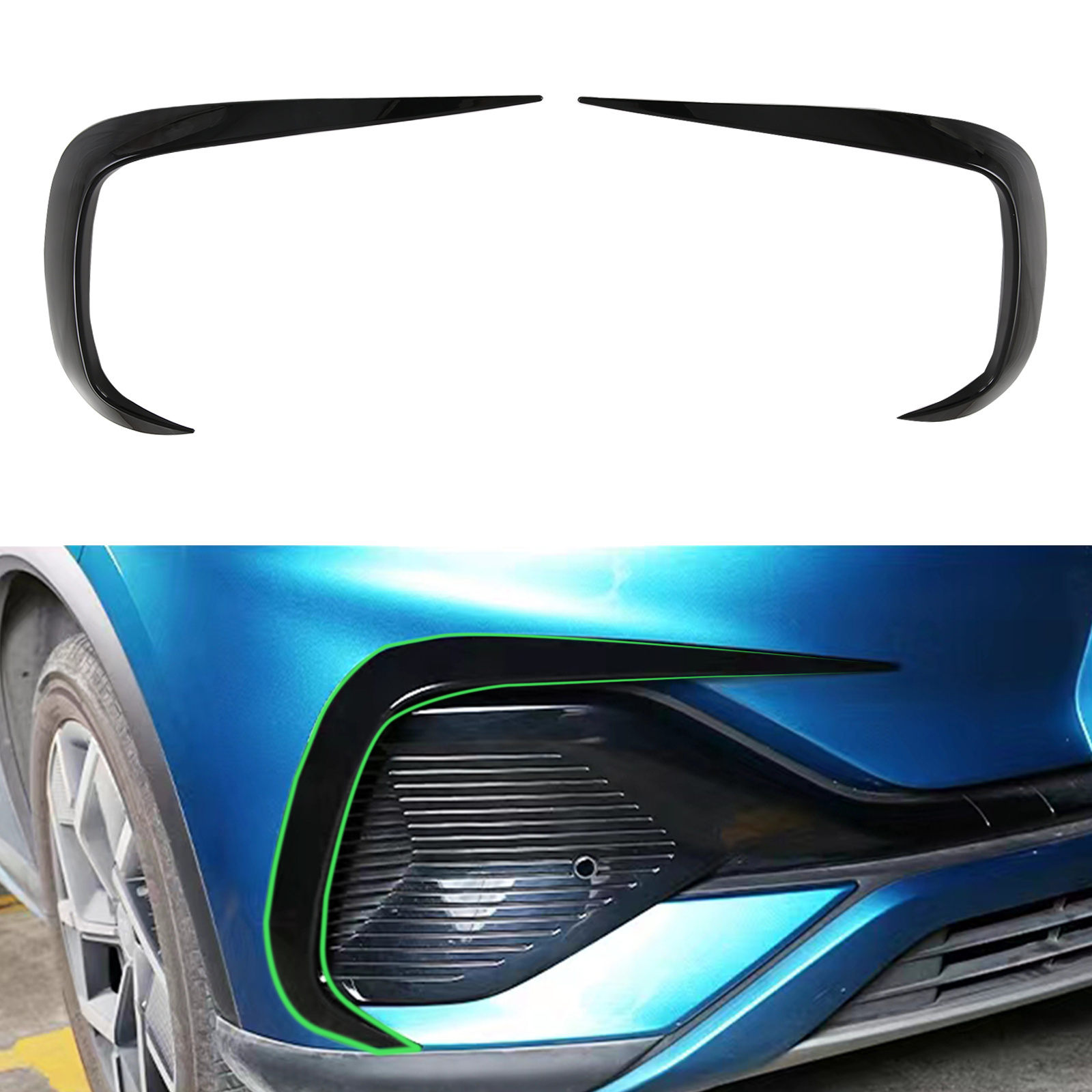 ABS Glossy Black Car Front Wind Knife  Bumper Guard Plate Cover Molding  Exterior Decoration Accessories For BYD Atto 3 2022