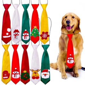 Christmas Santa Snowman Large Dog Neckties Ties