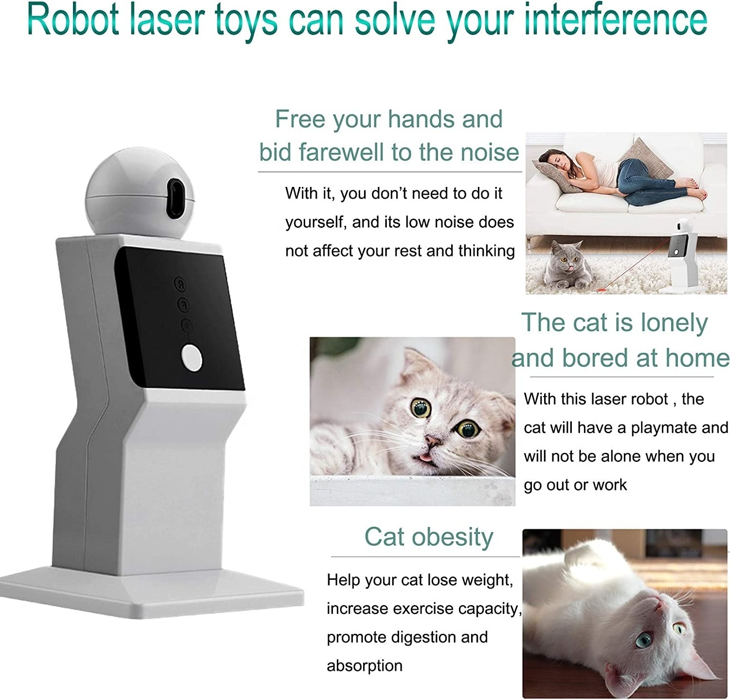 Automatic Random Moving Interactive Laser Cat Toy for Indoor Cats Kittens Dogs