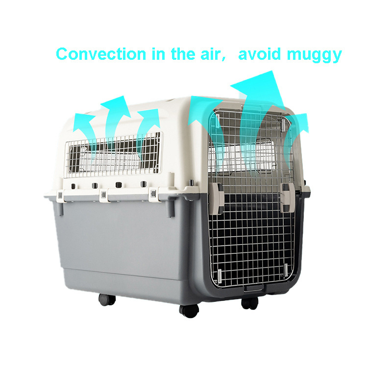 Top seller wholesale pet flight cage pet carrier airline approved transport carrier with wheel handle pet dog cage