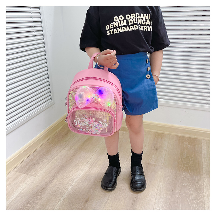 Creative KT Sparkling Princess Mini PU Backpack Creative Sweet Girls Fashion Cute Shining Kitty Backpack for Student Gift