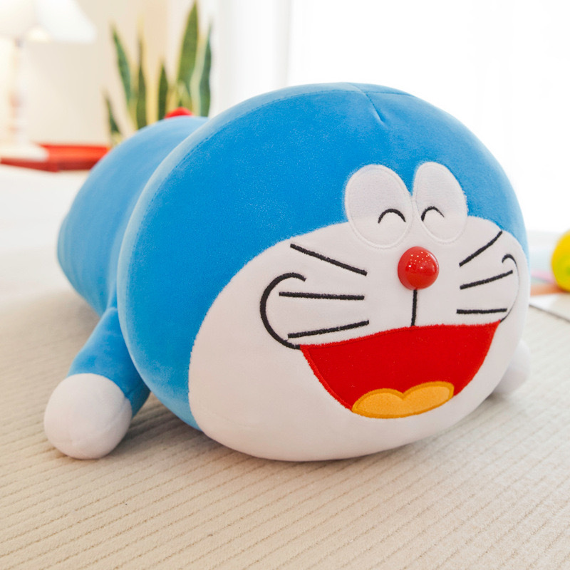 Cute Doraemon pillow plush toy soft strip robot cat pillow blue fat doll birthday gift wholesale