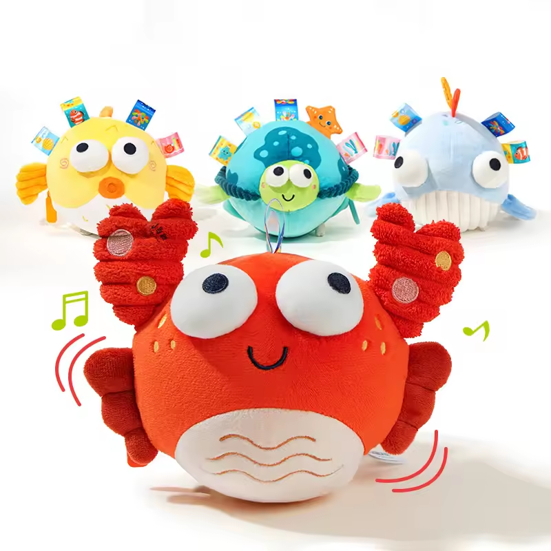 Manufacturer Electronic Dancing jumping Singing soft plush animal crab Music baby stuffed education tummy time toy