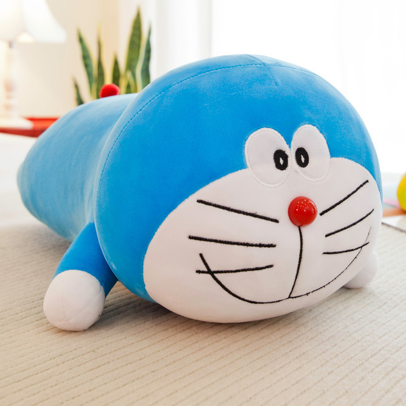 Cute Doraemon pillow plush toy soft strip robot cat pillow blue fat doll birthday gift wholesale