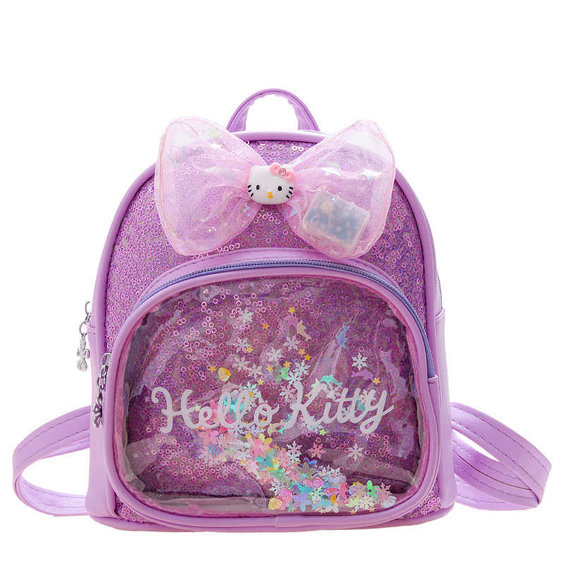 Creative KT Sparkling Princess Mini PU Backpack Creative Sweet Girls Fashion Cute Shining Kitty Backpack for Student Gift