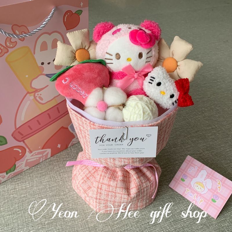 New Sanrie Cinnamoroll Plush Dolls Anime Cartoon Graduation Bouquet Kawai Sanrie Kuromi Plush Flower Valentine's Day gifts