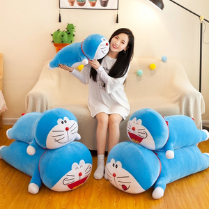 Cute Doraemon pillow plush toy soft strip robot cat pillow blue fat doll birthday gift wholesale