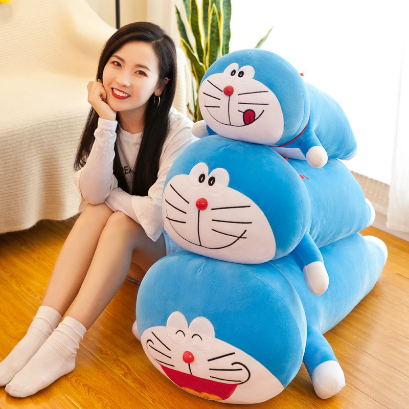 Cute Doraemon pillow plush toy soft strip robot cat pillow blue fat doll birthday gift wholesale