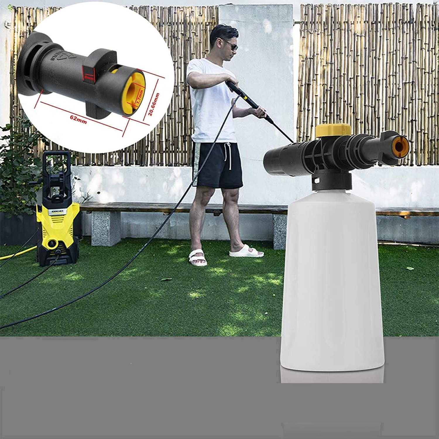 Snow Foam Lance Cannon Washer Soap Pressure Car Foamer Wash Adjustable Sprayer Jet Bottle Nozzle