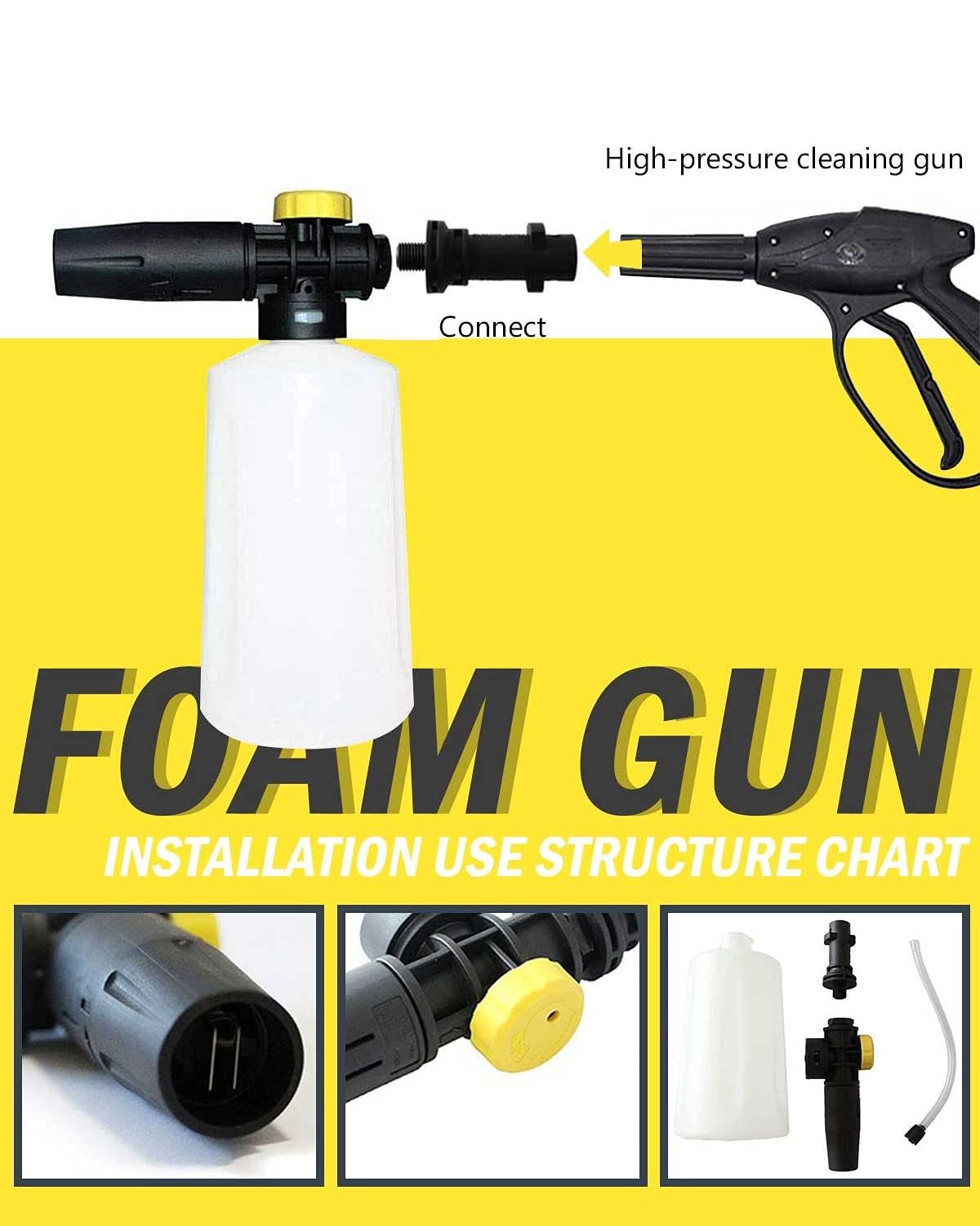 Hot Selling Snow Foam Lance 0.7 L Bottle, Adjustable Foam Cannon Soap Dispenser Nozzle Gun Adapter for K Series Pressure Washer