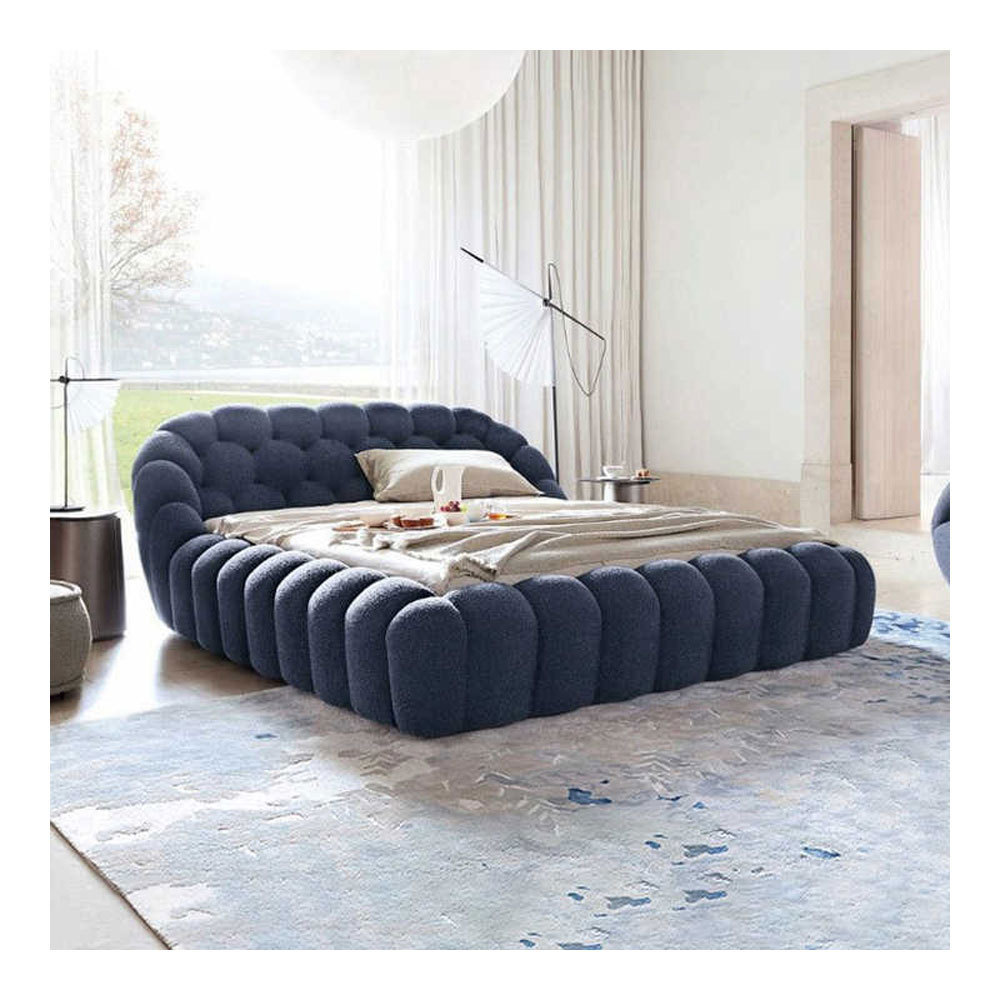 Italian Fabric Bubble Luxury Bed Furniture Trending Designer Modern Bedroom Set 1.8m Double Bed