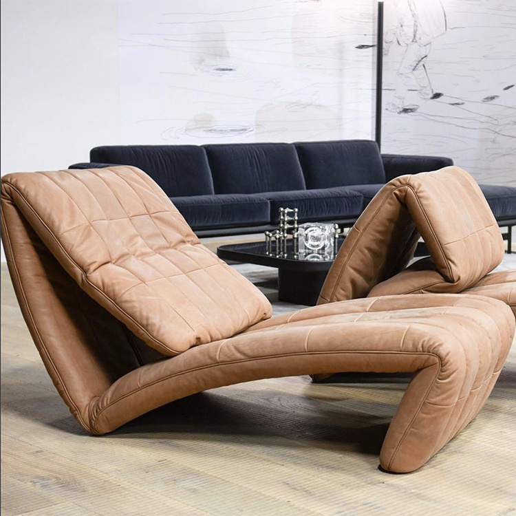 Living room single sofa modern luxury lounge leather adjustable armless lazy recliner chair