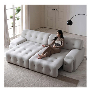 Italian Minimalist Electric Fabric Sofa Variable Bed Home Furniture Telescopic Function Sofa Bed