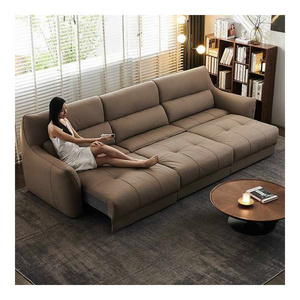 Italian Smart Sofa Bed Living Room Multi-function Automatic Remote Control Retractable Leather Sofas