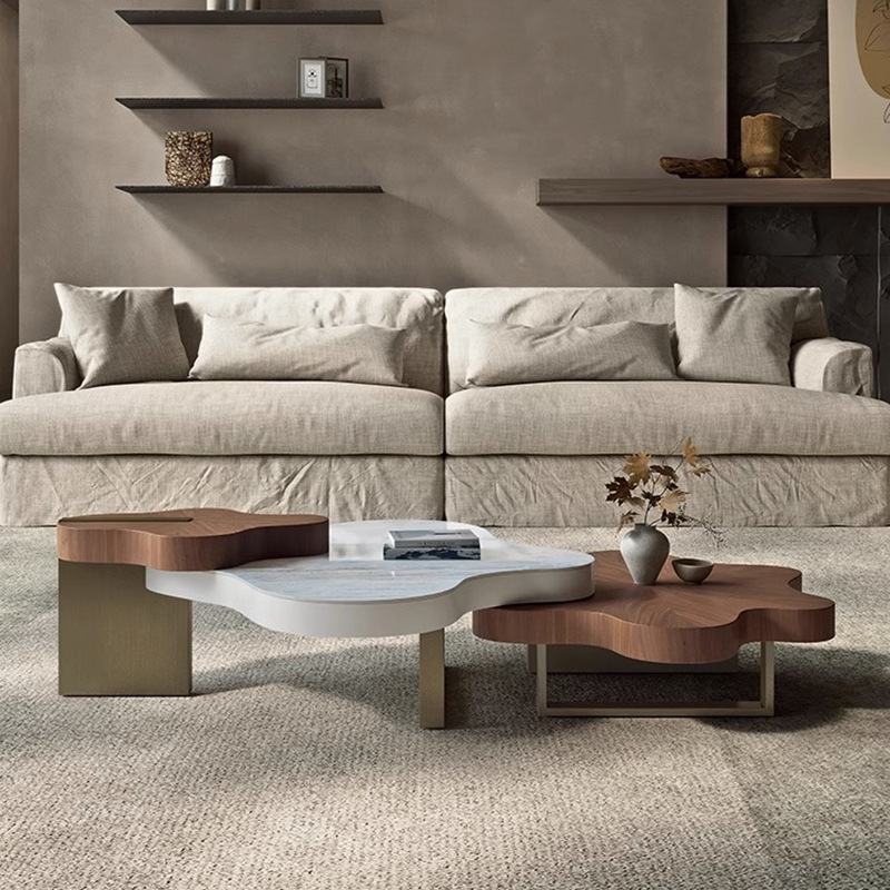 Irregular Cloud Coffee Tables Living Room Furniture Stone Plate Household Minimalist Iron Tea Table