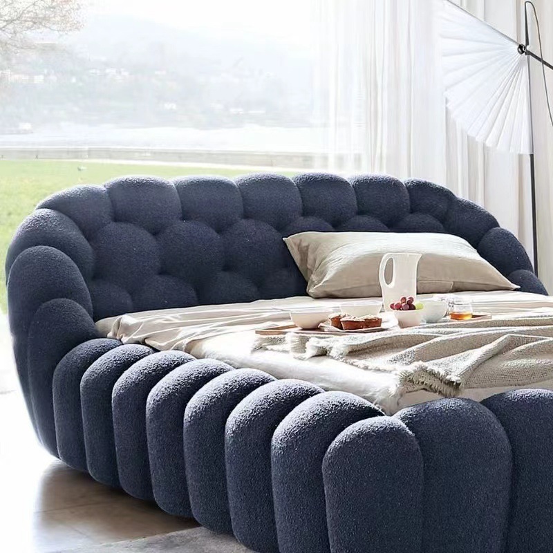 Italian Fabric Bubble Luxury Bed Furniture Trending Designer Modern Bedroom Set 1.8m Double Bed