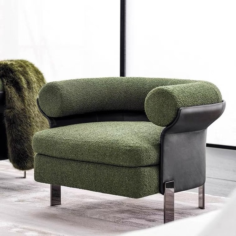 Modern Style Luxury Green Fabric Velvet Living room Soft Comfortable Leisure Chair