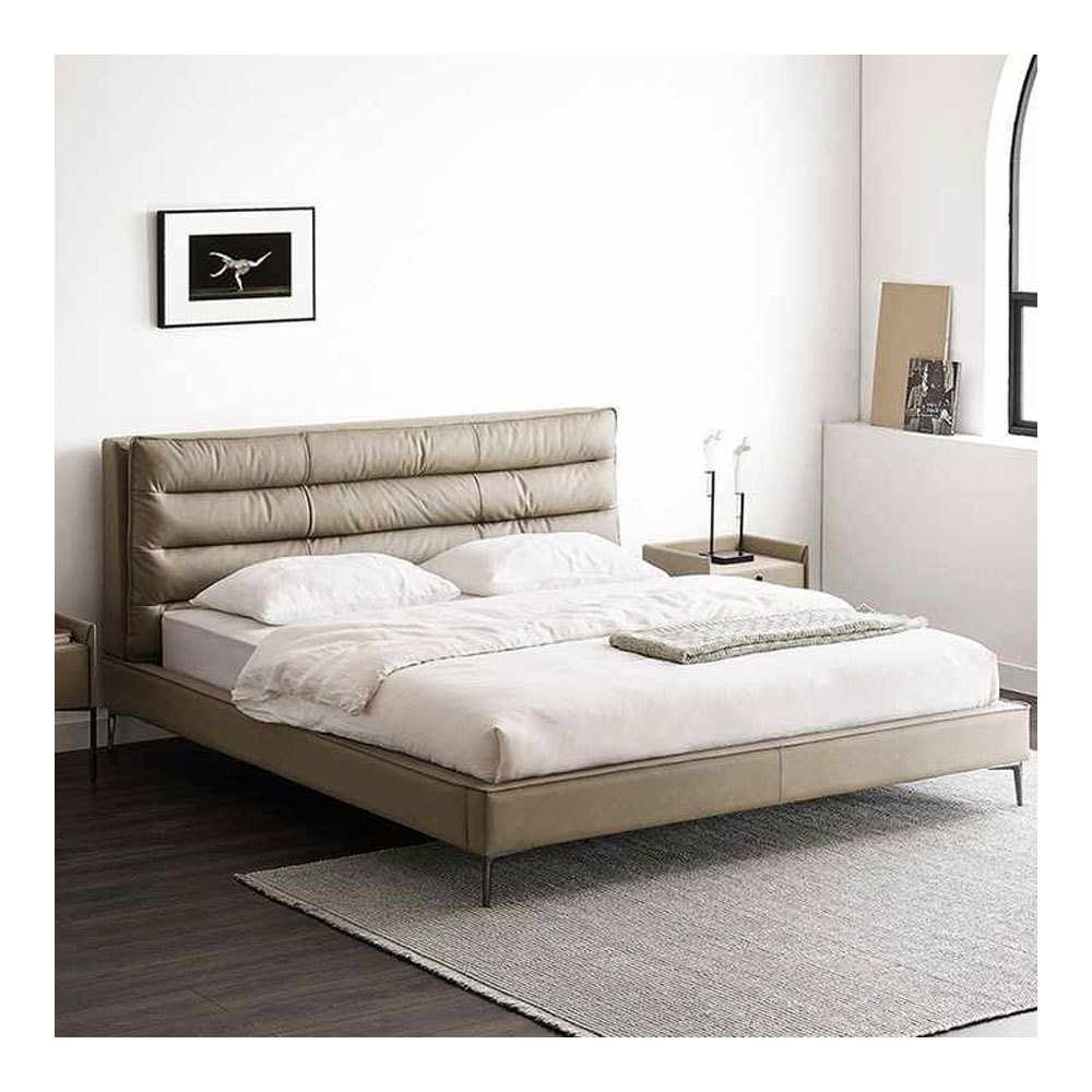 Italian Frosted Leather Luxury Bed Modern Minimalist Double Bedroom Furniture Designer King Beds