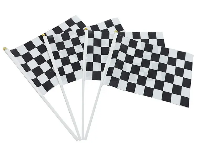 Customizable 100% Polyester Custom Logo Small Mini Handheld Stick Flag Hand Held Waving Flag With Plastic or Wood Pole