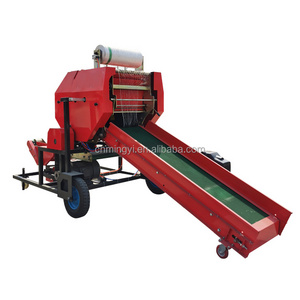 Newest fully automatic wet dry grass baler machine mini corn silage pine straw round baler for sale silage baling machine