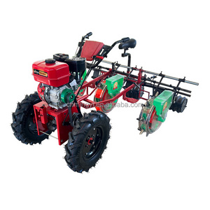 Farm hand push manual seeder 3 rows gasoline corn peanut seeder machine with seat beans grains vegetables multi planter