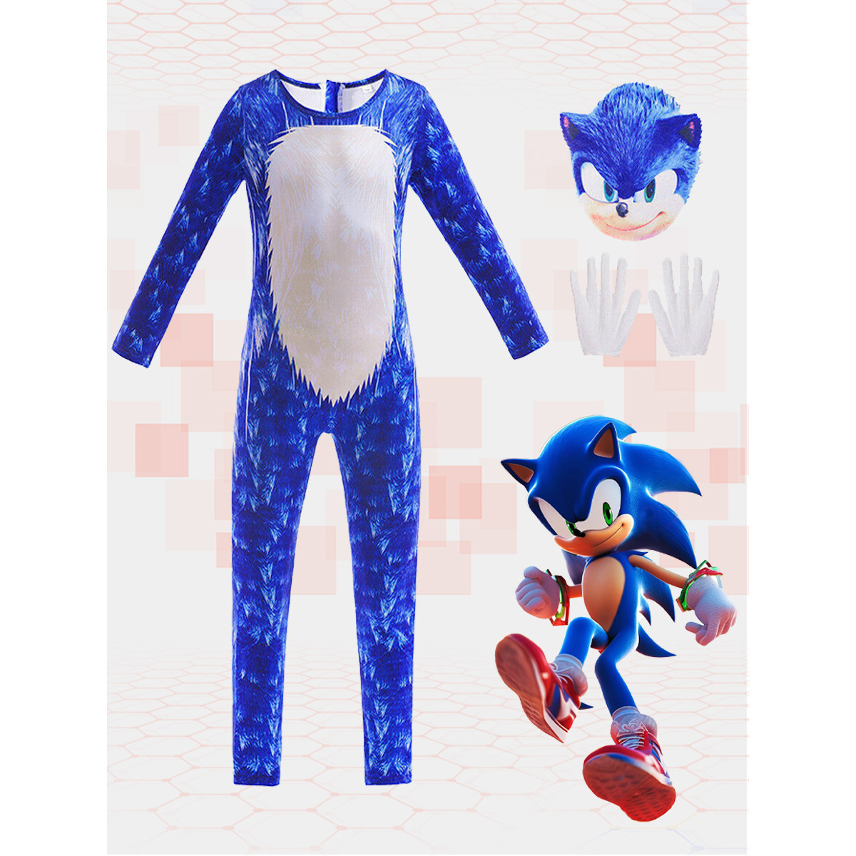 Halloween cosplay game character sonic Kid bodysuit Sonic onesie