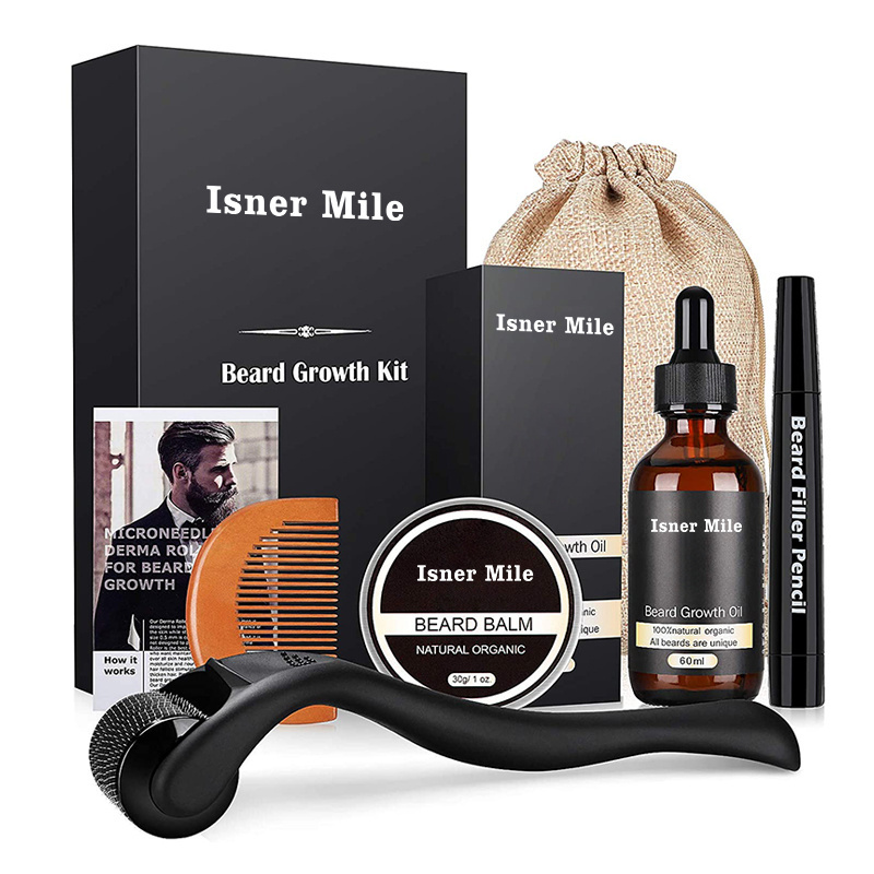 Men's Natura Beard Growth Grooming Kit Beard Oil Roller Box Set