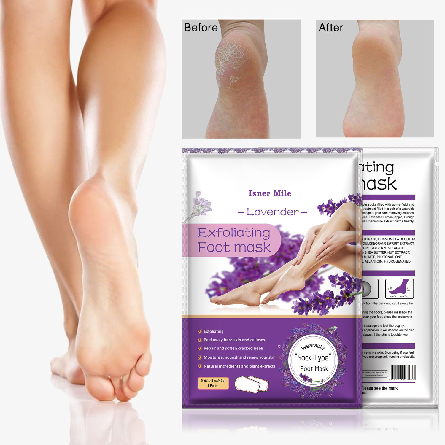 Lavender Exfoliating Calluses Dead Skin Callus Remover Foot Peel Mask