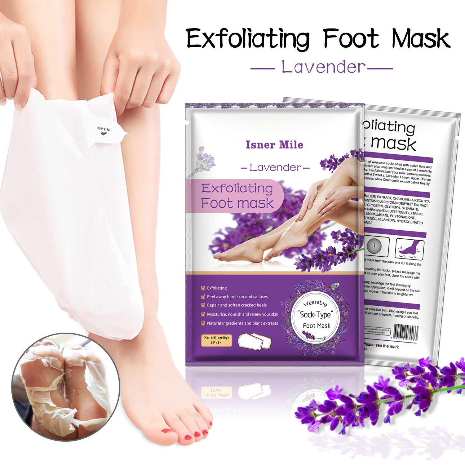 Lavender Exfoliating Calluses Dead Skin Callus Remover Foot Peel Mask