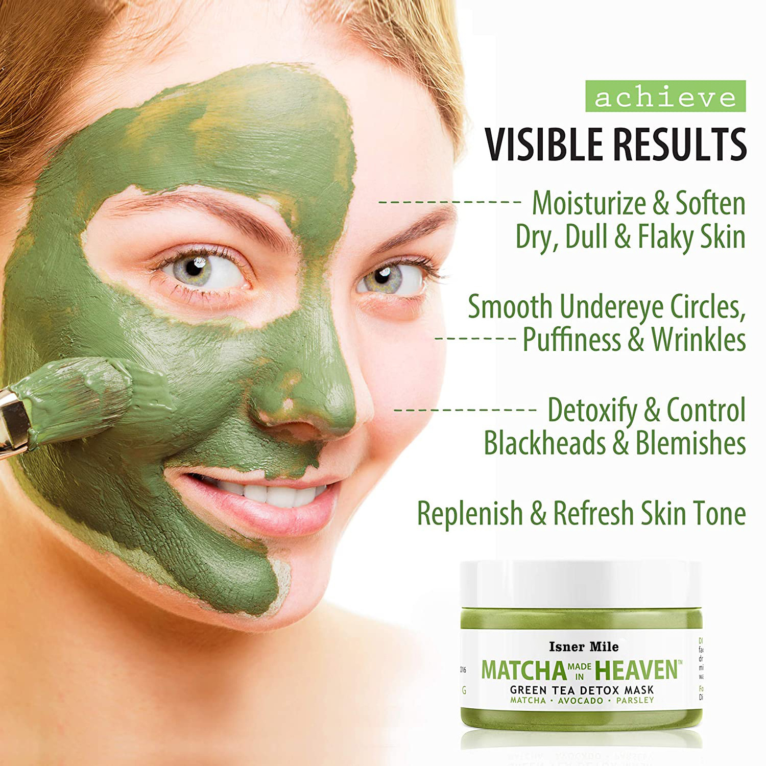 Organic Natural Green Tea Face Clay Mask Anti-Aging Blackheads Wrinkles Facial Mud Mask