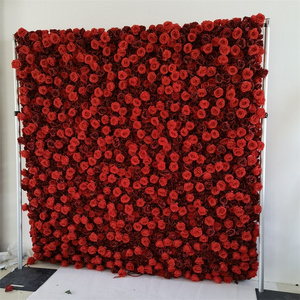 Customize Silk Flower Wall Red Rose Flower Wall Panel for Wedding Decor Different Types to Customize Latest Designs Backdrop