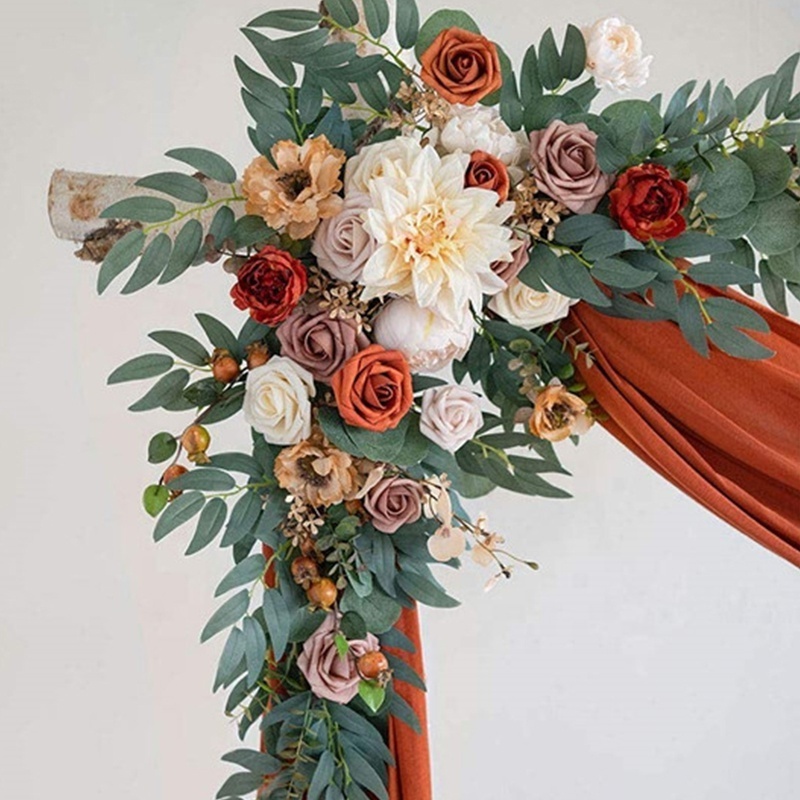 A-031 Hot Sale Sunset Terracotta Artificial  Arch Flower Arrangement Sets for Wedding Ceremony Floral Arch Wedding Decoration